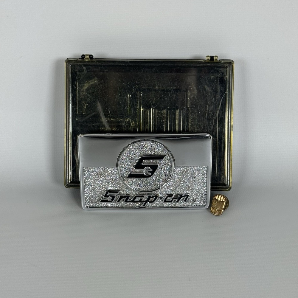 Snap-on Tools Belt Buckle Chrome Solid Brass SPP-644 Made in USA W Pin Vintage
